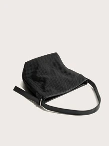 Bolso de hombro con textura - Negro - Ver 4