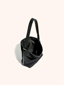 Bolso de hombro con textura - Negro - Ver 5