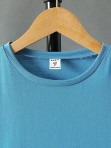 Boys Letter Graphic Colourblock Tee & Shorts - Blue - View 5