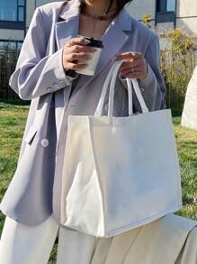 Minimalist Shopper Bag - White - View 5