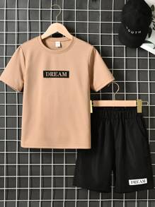 Boys Letter Graphic Tee & Shorts - Multicolor - View 1