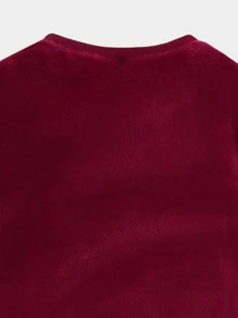 Girls Letter Graphic Sweatshirt Dress With Belt Bag - Burgundy - View 3