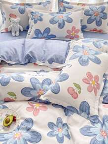 Floral Pattern Duvet Cover Set Without Filler - Multicolor - View 4