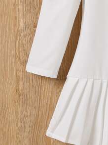 小女童泡泡袖百褶下擺襯衫洋裝