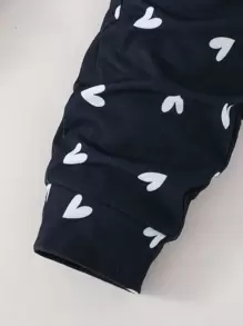 SHEIN 年輕女孩心形印花短袖t恤和運動長褲套裝