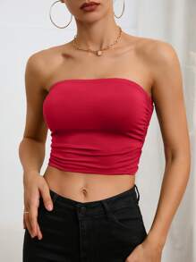 SHEIN Essnce Áo nữ Xù màu trơn Giải trí - Đỏ - Xem 1