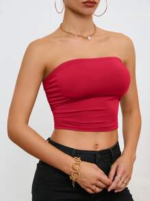 SHEIN Essnce Áo nữ Xù màu trơn Giải trí - Đỏ - Xem 3