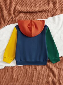 SHEIN Young Boy Color Block Letter Print Long Sleeve Sweatshirt, Casual For Everyday Wear, Suitable For Autumn/Winter - Multicolor - View 2