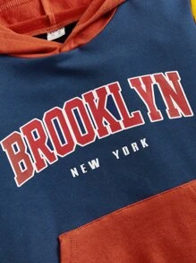 SHEIN Young Boy Color Block Letter Print Long Sleeve Sweatshirt, Casual For Everyday Wear, Suitable For Autumn/Winter - Multicolor - View 4