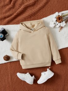 SHEIN Young Boy Cartoon & Slogan Graphic Sweatshirt - Khaki - View 2