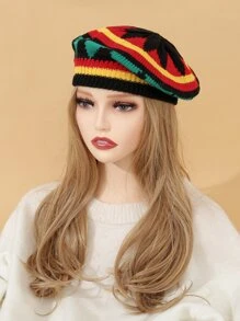 Boina de color combinado con patrón de rayas - Multicolor - Ver 1