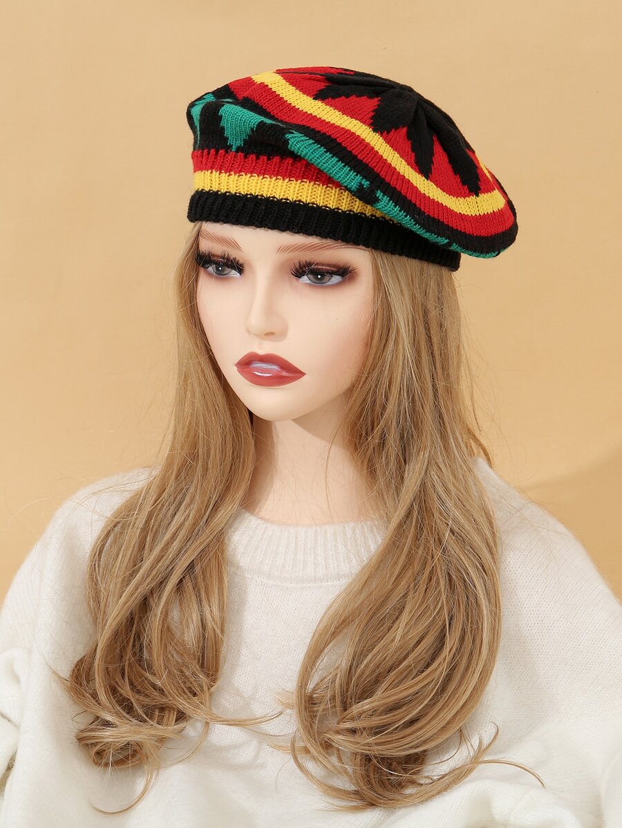 Boina de color combinado con patrón de rayas - Multicolor - Ver 1