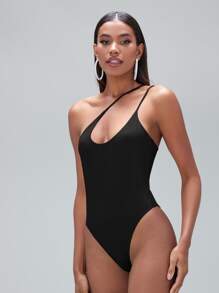 SHEIN BAE One Shoulder Solid Bodysuit