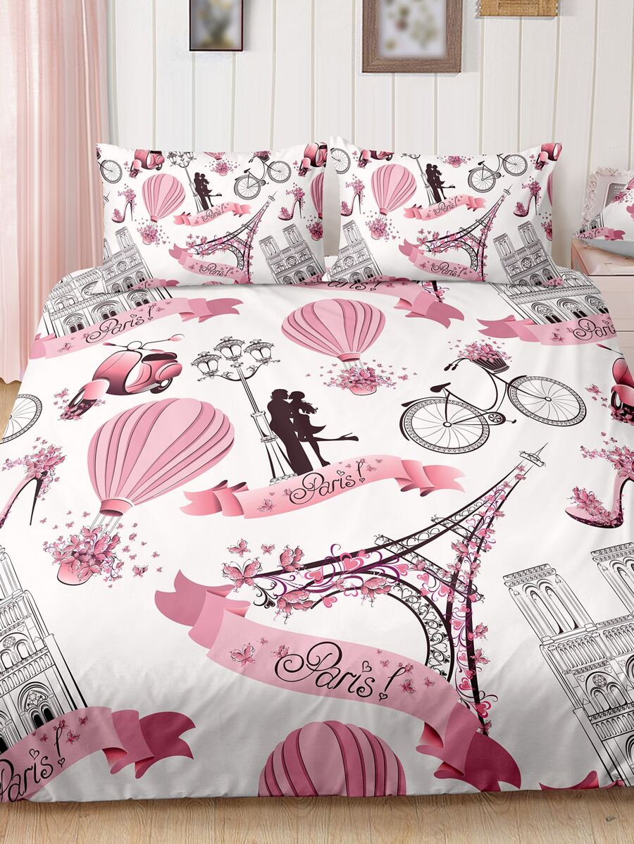 熱氣球和人像圖案被套套裝不附帶內芯 - 彩色 - 查看 1