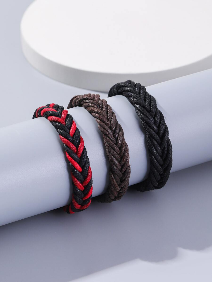 3入組男孩編織細節手環