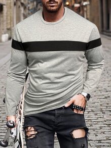 Manfinity Homme Tops Nam Khối Màu Giải trí - Màu Xám nhạt - Xem 1