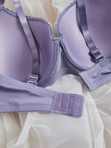 Plus Floral Lace Underwire Bra - Lilac Purple - View 4
