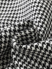 Toddler Girls Houndstooth Print Pocket Patched Overcoat - Black and White - View 5