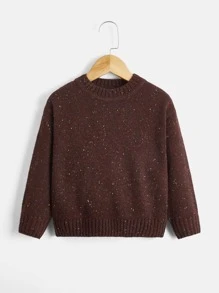 小男童雜色針織落肩袖套頭毛衣