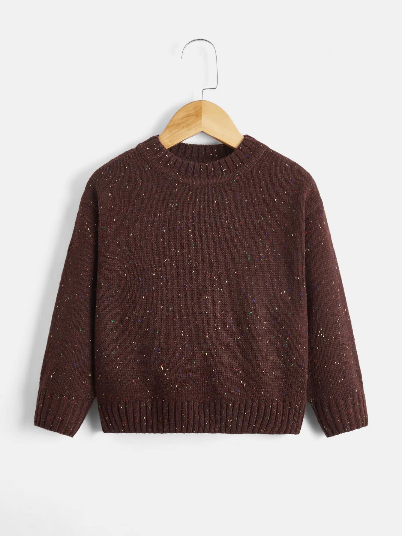 小男童雜色針織落肩袖套頭毛衣