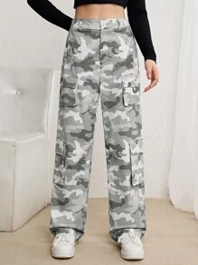 SHEIN Camouflage Loose Casual Pants For Teenagers