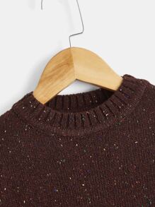 小男童雜色針織落肩袖套頭毛衣