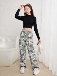 SHEIN Camouflage Loose Casual Pants For Teenagers