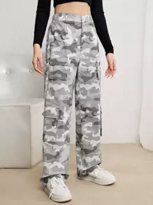 SHEIN Camouflage Loose Casual Pants For Teenagers