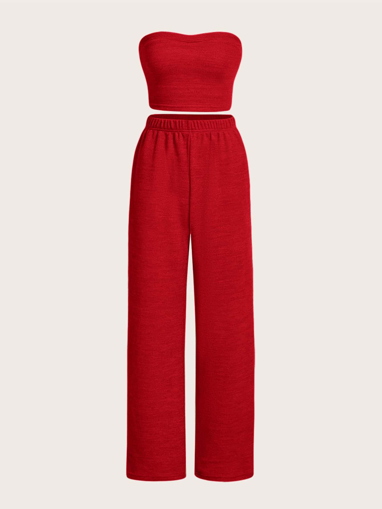 SHEIN EZwear Crop Tube Top & Wide Leg Trousers Set