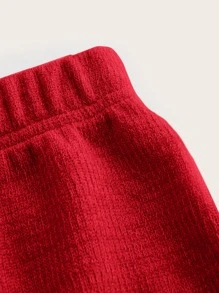 SHEIN EZwear Crop Tube Top & Wide Leg Trousers Set - Red - View 5