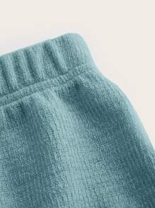 SHEIN EZwear 短款抹胸上衣和闊腿褲套裝 - 薄荷藍 - 查看 4