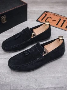 Giày loafer nam Tua màu trơn - màu đen - Xem 1