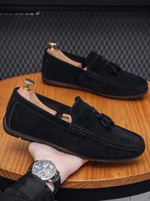 Giày loafer nam Tua màu trơn - màu đen - Xem 2