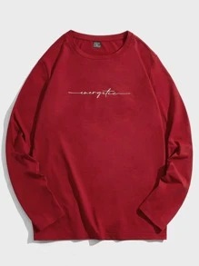 GENTILAND Men Letter Graphic Tee - Burgundy - View 1