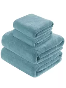 1pc Solid Bath Towel - Blue - View 1