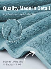 1pc Solid Bath Towel - Blue - View 5