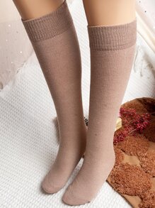 4pairs Christmas Toddler Girls Solid Over The Calf Socks - Multicolor - View 5