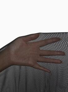 Swim SXY 夏季海滩纯色褶皱网眼罩裙（不含比基尼）