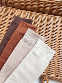 4pairs Christmas Toddler Girls Solid Over The Calf Socks - Multicolor - View 8