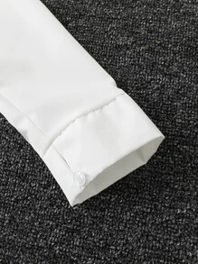 SHEIN 青少年女孩褶邊前紐扣襯衫 - 白色 - 查看 4