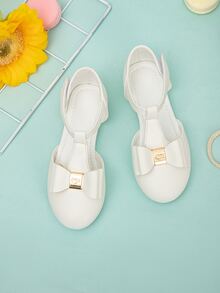 Girls Bow Decor Mary Jane Flats - White - View 2