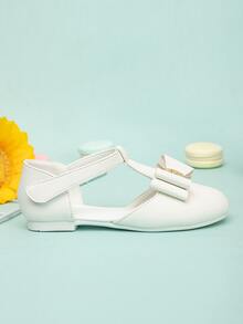 Girls Bow Decor Mary Jane Flats - White - View 5