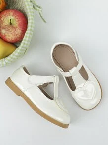 Girls Heart Decor Mary Jane Flats - White - View 6