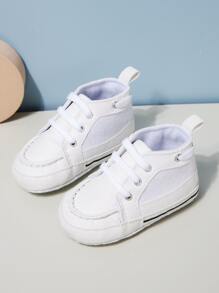 Baby Lace-up Front Slip-On Shoes - White - View 1