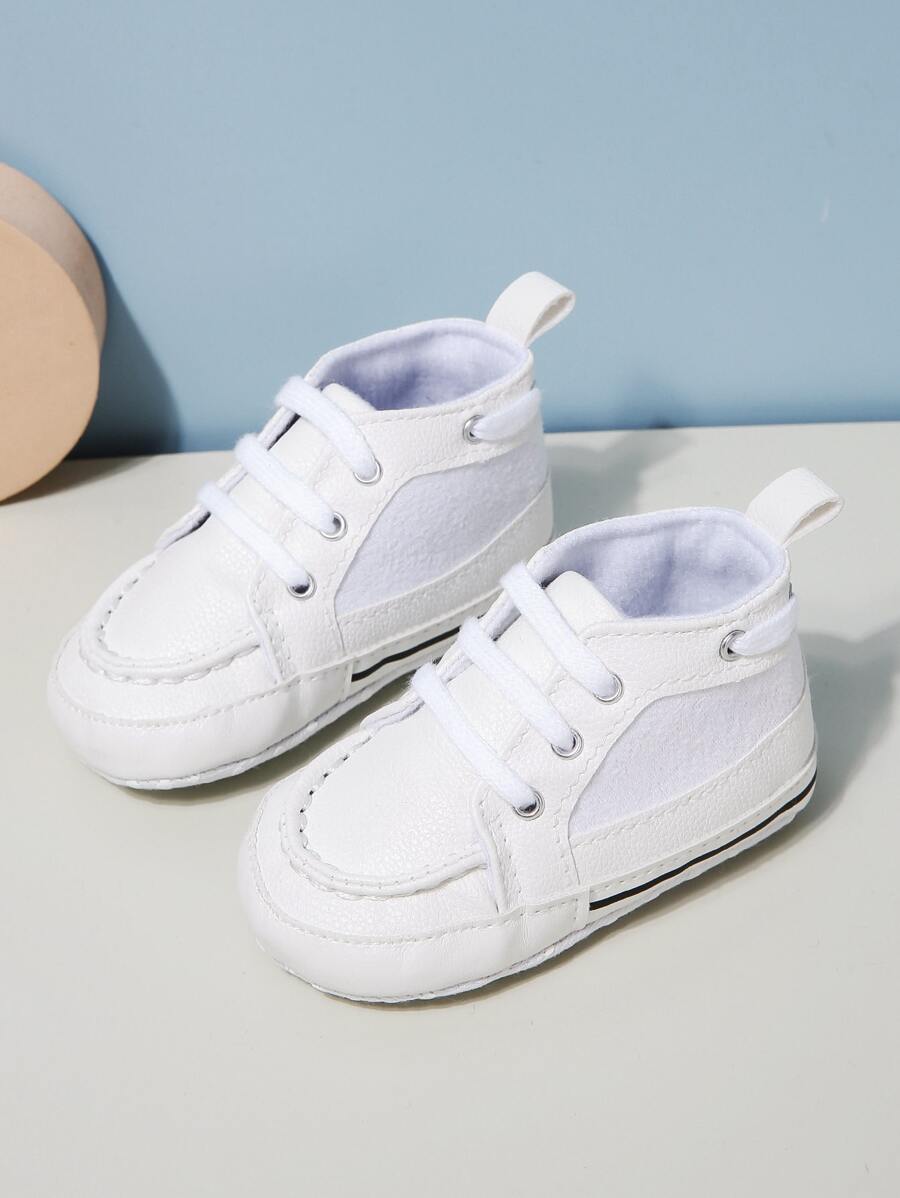 Baby Lace-up Front Slip-On Shoes - White - View 1