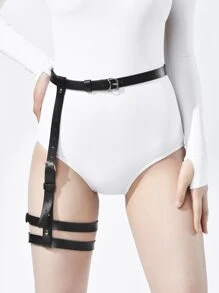 Buckle Decor Leg Harness - Black - View 1