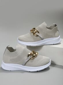 Chain Decor Slip-On Running Shoes