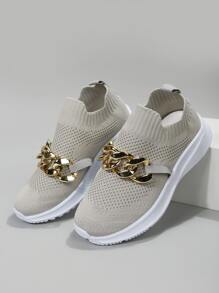 Chain Decor Slip-On Running Shoes
