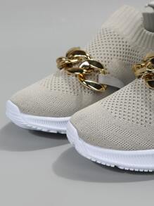 Chain Decor Slip-On Running Shoes