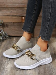 Chain Decor Slip-On Running Shoes